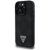 Guess Grained Hot Stamp Peony Triangle Logo MagSafe - Etui do iPhone 16 Pro (czarny)