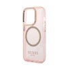 Guess Gold Outline Translucent MagSafe - Etui iPhone 14 Pro (różowy)