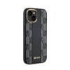 DKNY Leather Checkered Mono Pattern MagSafe - Etui iPhone 14 / 15 / 13 (czarny)