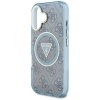 Guess IML Metal Glitter 4G Circle Triangle MagSafe - Etui do iPhone 16 (niebieski)