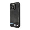 BMW Leather Carbon Blue Line – Etui iPhone 14 Pro (Czarny)
