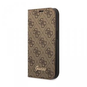 Guess 4G Metal Camera Outline Booktype Case - Etui iPhone 14 Plus (brązowy)