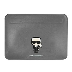 Karl Lagerfeld Saffiano Ikonik Sleeve- Etui na notebook 16 (Srebrny)