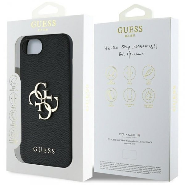 Guess Grained Big 4G Logo Small Classic Logo - Etui do iPhone 16e (czarny)