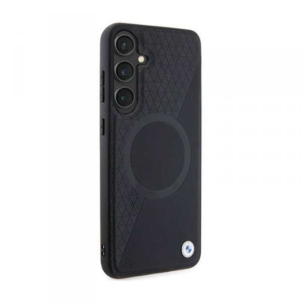 BMW Leather Half Textured & Circle MagSafe - Etui Samsung Galaxy S24 (czarny)