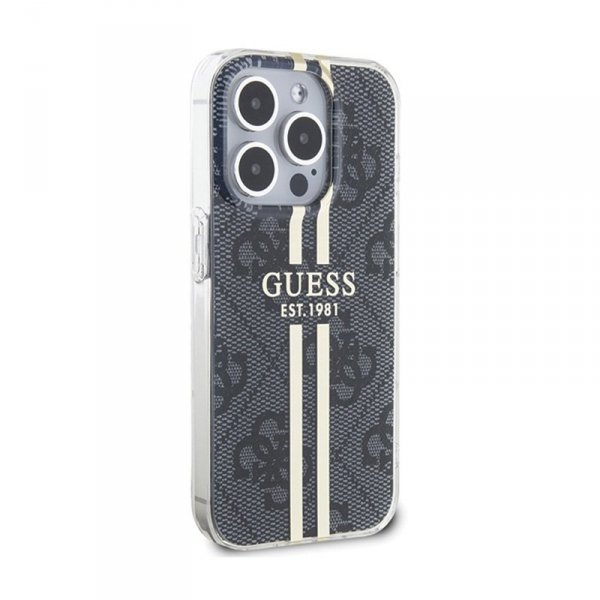 Guess IML 4G Gold Stripe - Etui iPhone 15 Pro (czarny)