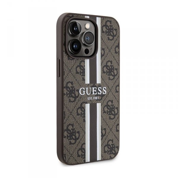 Guess 4G Printed Stripes MagSafe - Etui iPhone 13 Pro (Brązowy)