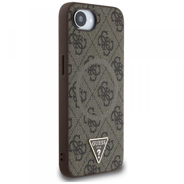 Guess 4G Ring Triangle Logo MagSafe - Etui do iPhone 16e (brązowy)