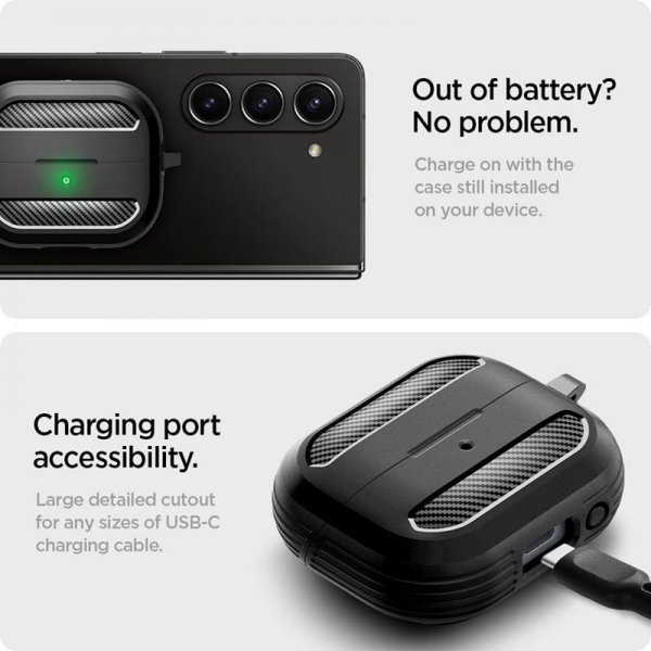 Spigen Rugged Armor - Etui do Samsung Galaxy Buds 3 / 3 FE / 3 Pro (Matte Black)