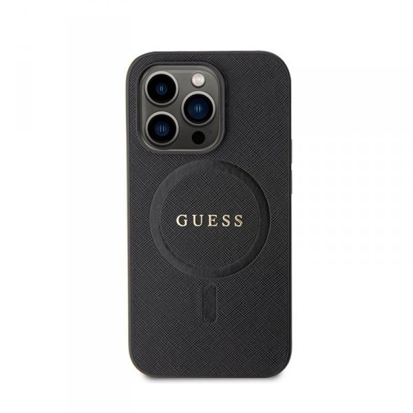 Guess Saffiano MagSafe - Etui iPhone 15 Pro (czarny)