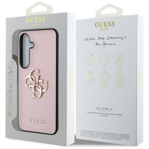 Guess Grained Big 4G Logo Small Classic Logo - Etui do Samsung Galaxy S25+ (różowy)