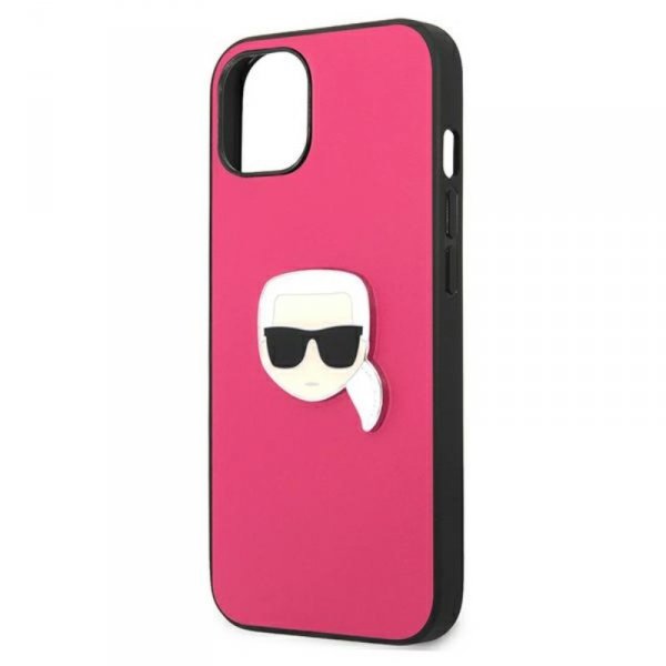 Karl Lagerfeld PU Leather Karl&#039;s Head Metal - Etui iPhone 13 mini (różowy)