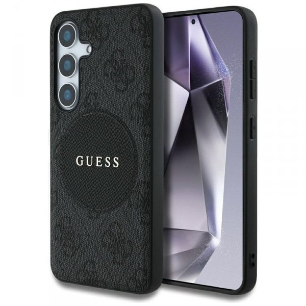 Guess 4G Round Patch Classic Logo MagSafe - Etui do Samsung Galaxy S25 (czarny)