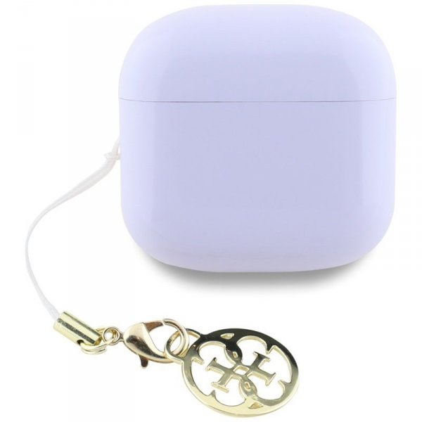 Guess Glossy Effect Printed Classic Logo & Charm - Słuchawki Bluetooth TWS + etui ładujące (lawendowy)
