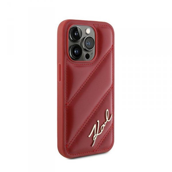 Karl Lagerfeld Diagonal Quilted Script - Etui iPhone 15 Pro Max (czerwony)