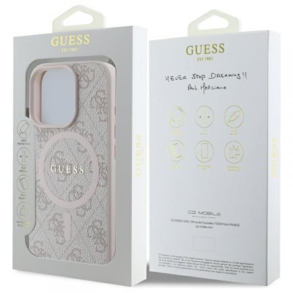 Guess 4G Ring Classic Logo MagSafe - Etui iPhone 16 Pro Max (różowy)