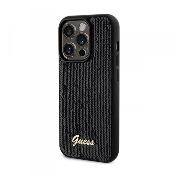 Guess Sequin Script Metal - Etui iPhone 13 Pro Max (czarny)