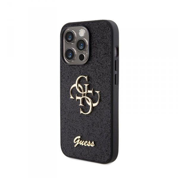 Guess Glitter Script Big 4G - Etui iPhone 15 Pro (czarny)