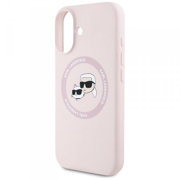 Karl Lagerfeld Silicone Double Heads And Circle MagSafe - Etui do iPhone 16 (różowy)