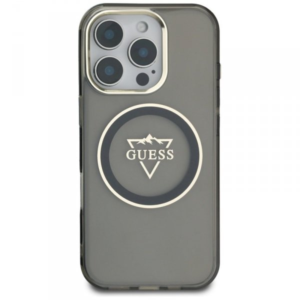 Guess IML Metal Mountain Logo MagSafe - Etui do iPhone 16 Pro Max (czarny)