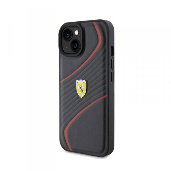 Ferrari Twist Metal Logo - Etui iPhone 15 (czarny)