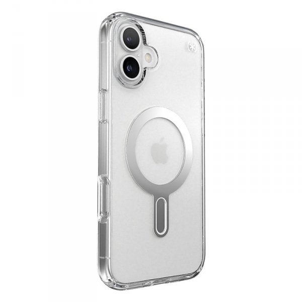 Speck Presidio Perfect-Clear ClickLock & MagSafe - Etui iPhone 16 Plus (Clear / Chrome Finish / Serene Silver)