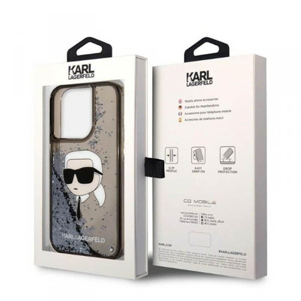 Karl Lagerfeld Liquid Glitter NFT Karl&#039;s Head - Etui iPhone 14 Pro Max (czarny)