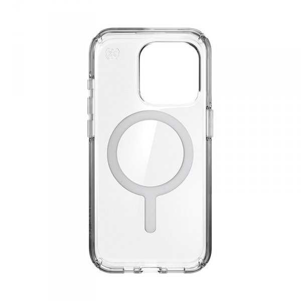 Speck Presidio Perfect-Clear MagSafe - Etui iPhone 15 Pro (Clear / Chrome Finish / Serene Silver)