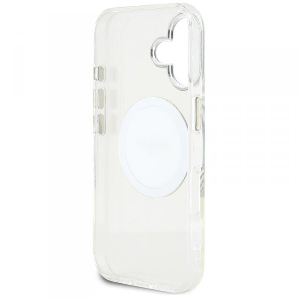 Guess IML Metal Colored Circle Classic Logo MagSafe - Etui do iPhone 16 (biały)