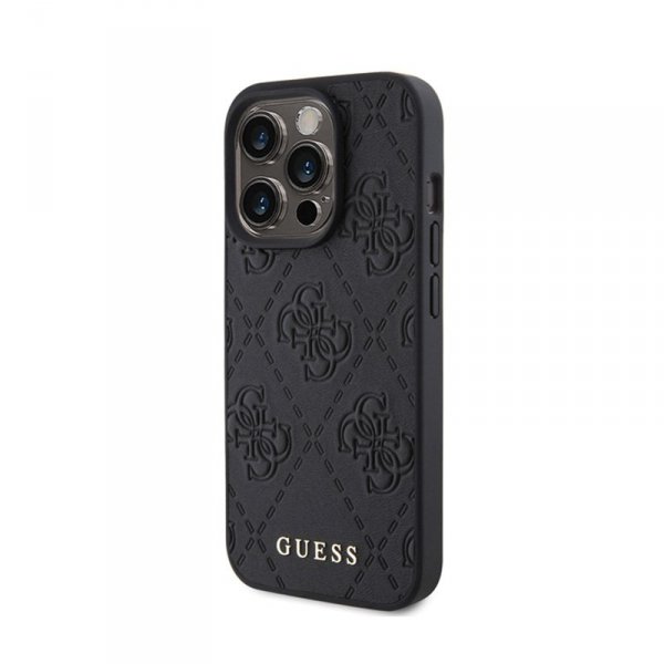 Guess Leather 4G Stamped - Etui iPhone 15 Pro (czarny)