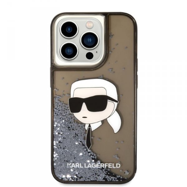Karl Lagerfeld Liquid Glitter NFT Karl&#039;s Head - Etui iPhone 14 Pro (czarny)