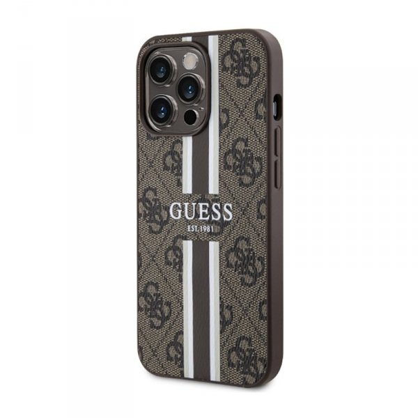Guess 4G Printed Stripes MagSafe - Etui iPhone 13 Pro Max (Brązowy)