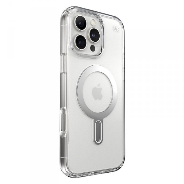 Speck Presidio Perfect-Clear ClickLock & MagSafe - Etui iPhone 16 Pro Max (Clear / Chrome Finish / Serene Silver)