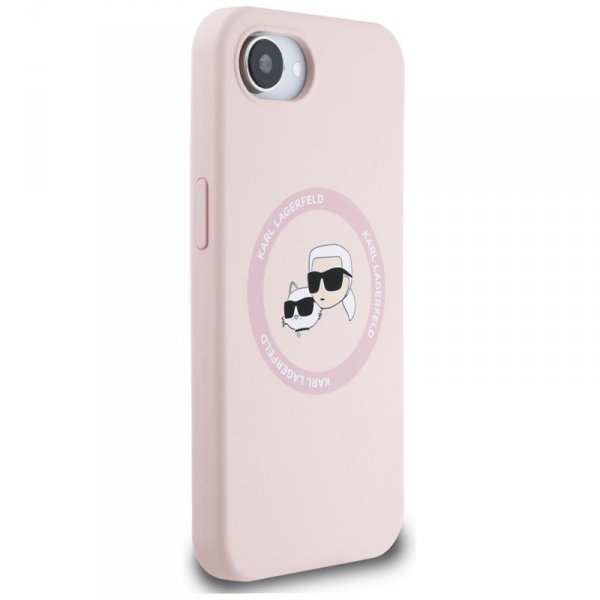 Karl Lagerfeld Silicone Karl & Choupette Heads MagSafe - Etui do iPhone 16e (różowy)