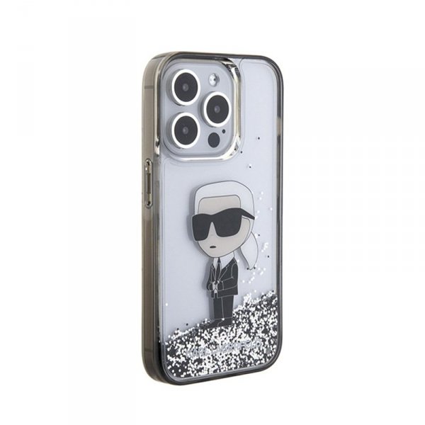 Karl Lagerfeld Liquid Glitter Ikonik - Etui iPhone 15 Pro (przezroczysty)