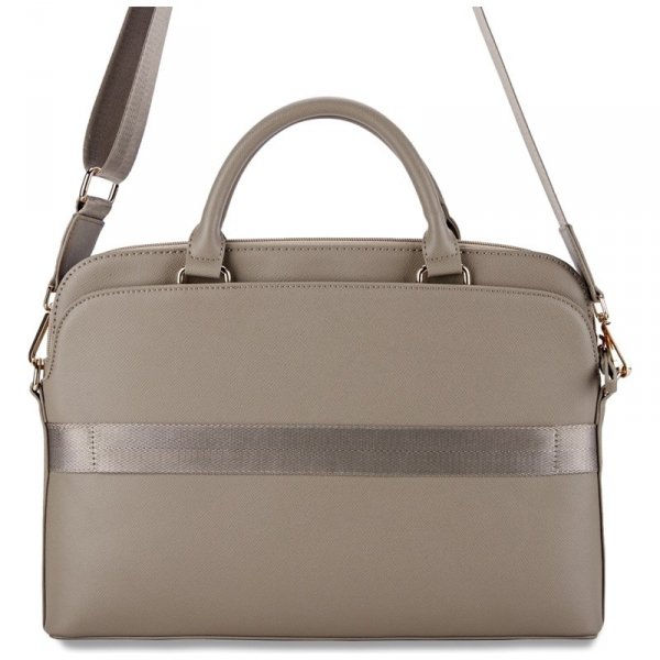 Guess Grained Zipper Pocket Triangle Logo - Torba na notebooka 15&quot; (brązowy)