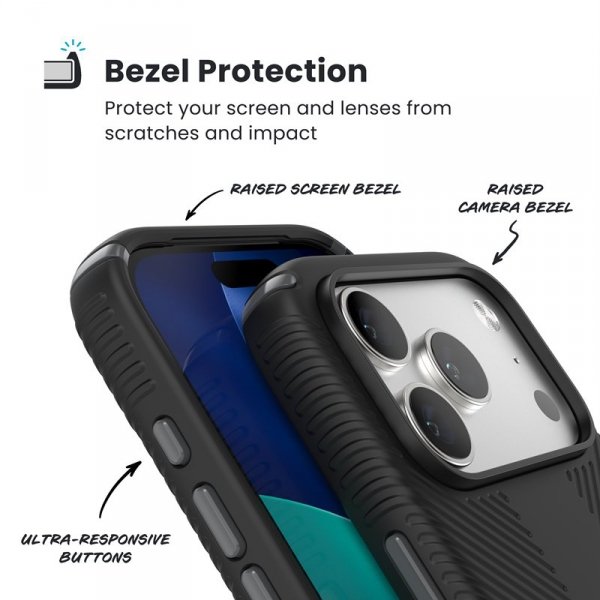 Speck Presidio2 Grip ClickLock & MagSafe - Etui iPhone 17 Pro (Black / Slate Grey / White)