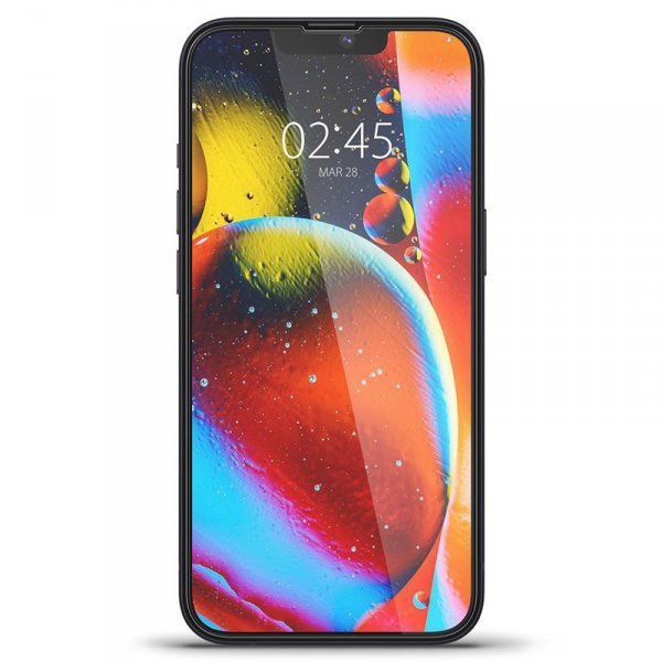 Spigen Glass FC - Szkło hartowane do iPhone 16e / iPhone 14 / iPhone 13 / iPhone 13 Pro (Czarna ramka)