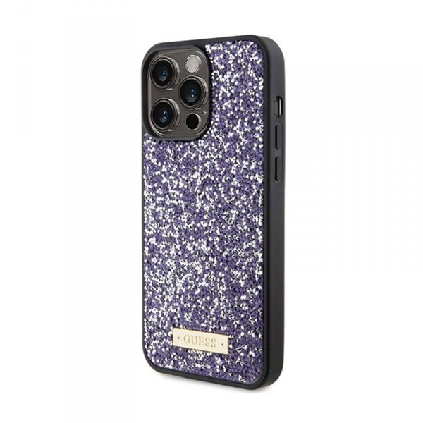 Guess Rhinestone Metal Logo - Etui iPhone 15 Pro (różowy)