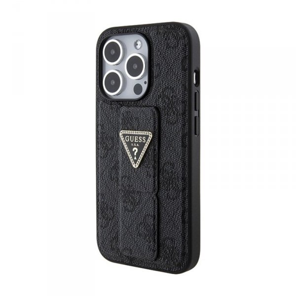 Guess Grip Stand 4G Triangle Strass Logo - Etui iPhone 15 Pro Max (czarny)