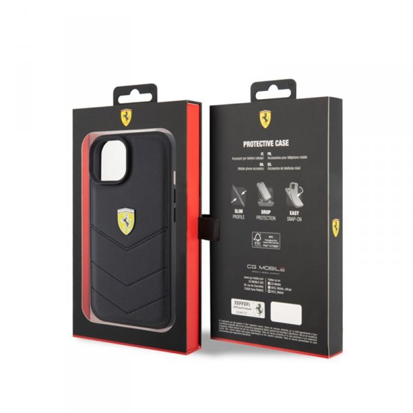 Ferrari Quilted Metal Logo - Etui iPhone 15 (czarny)