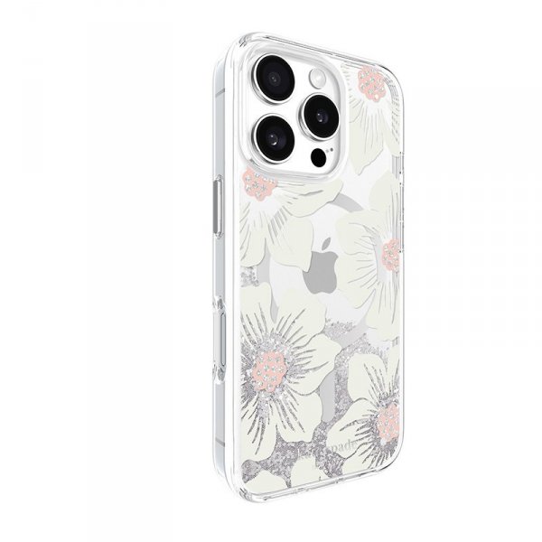Kate Spade New York Liquid Glitter MagSafe - Etui iPhone 16 Pro (Hollyhock Floral)