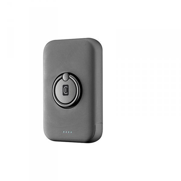 Cellularline Ring MAG 5000 - Power bank indukcyjny 5000mAh 7.5W MagSafe z funkcją standu (czarny)