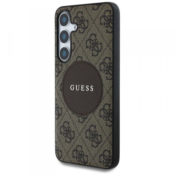Guess 4G Round Patch Classic Logo MagSafe - Etui do Samsung Galaxy S25 (brązowy)