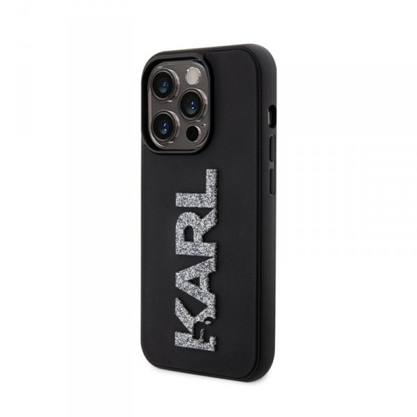 Karl Lagerfeld 3D Rubber Glitter Logo - Etui iPhone 15 Pro Max (czarny)