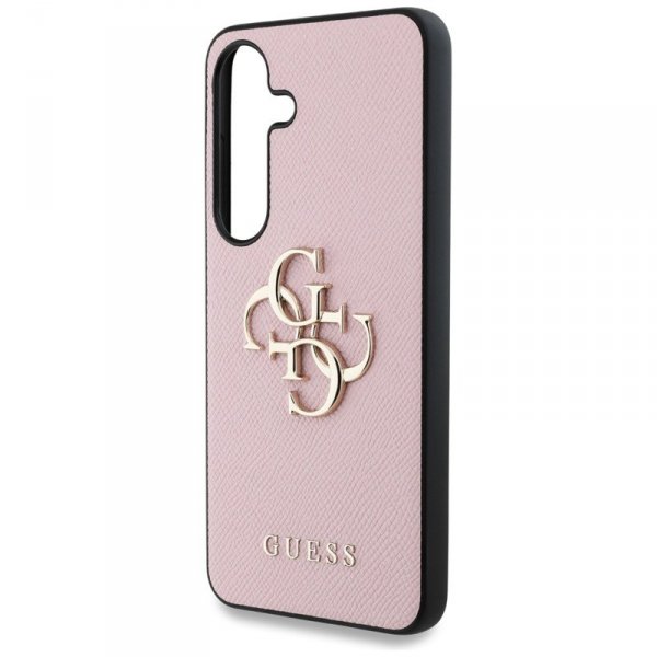 Guess Grained Big 4G Logo Small Classic Logo - Etui do Samsung Galaxy S25 (różowy)