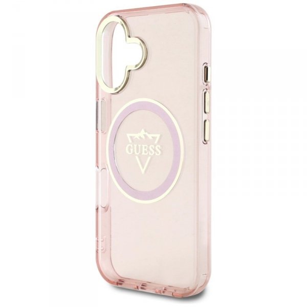 Guess IML Metal Mountain Logo MagSafe - Etui do iPhone 16 (różowy)