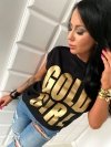 T-shirt ze złotym nadrukiem GOLD GIRL L-106