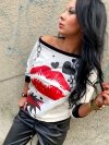 Bluza z  nadrukiem usta kiss B-180