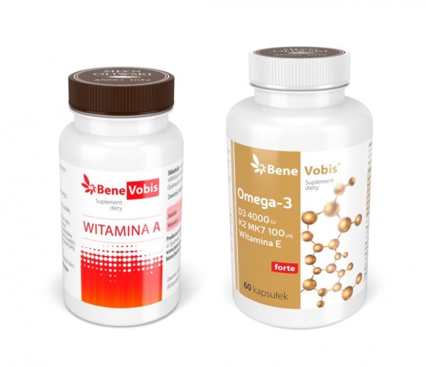 --- ZESTAW 1+1 ---  (Omega-3 + ADEK) Witamina A + Ω3 witaminy DEK - 2 x 60 kaps.